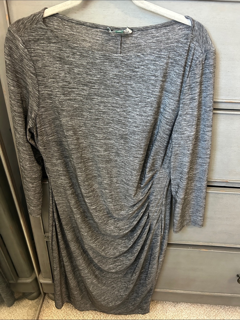 Lauren Ralph Lauren Gray Long-Sleeve Ruched Knit Dress